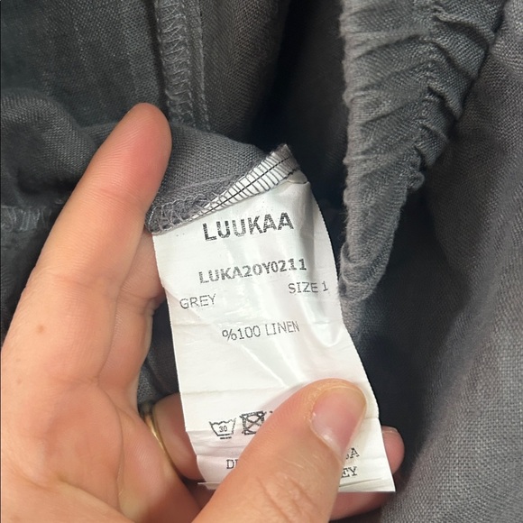 LUUKAA Grey Linen Cargo Pocket Pants 8 small - Picture 7 of 7